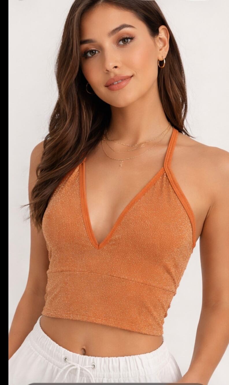 Anthropologie cropped shimmer racerback tank in Coral. Women’s S/M New with tag